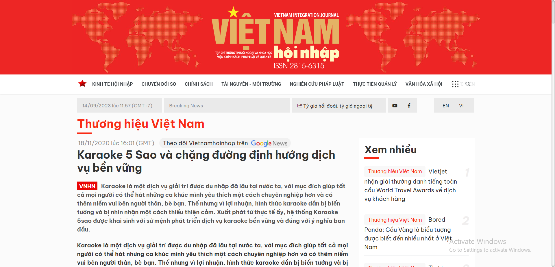 [Tạp chí Việt Nam Hội nhập] - 5 Sao Karaoke và chặng đường định hướng dịch vụ bền vững