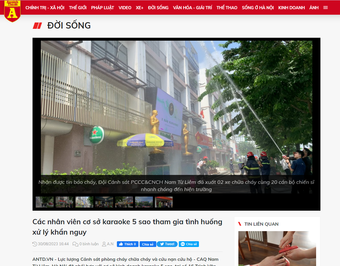 [Báo An ninh Thủ đô] - Các nhân viên cơ sở 5 Sao Karaoke tham gia tình huống xử lý khẩn nguy