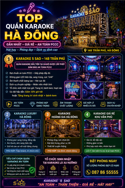 Top quán karaoke Hà Đông gần nhất – Giá rẻ, đẹp, an toàn PCCC 2026
