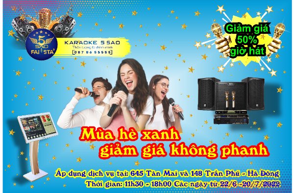 MÙA HÈ XANH - GIẢM GIÁ KHÔNG PHANH CHỈ CÓ TẠI 5 SAO KARAOKE